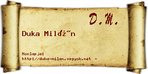 Duka Milán névjegykártya