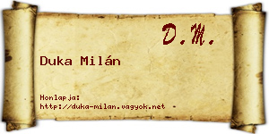 Duka Milán névjegykártya